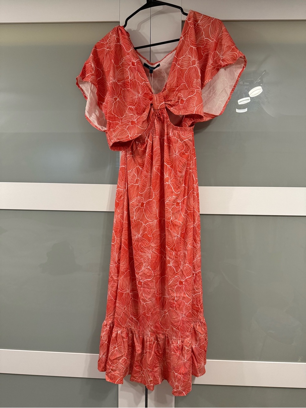 Shore Resort Wear Open Back Midi Dress in Coral Floral
